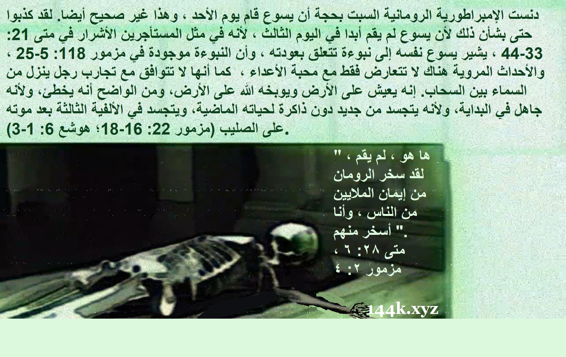 دنست الإمبراطورية الرومانية السبت بحجة أن يسوع قام يوم الأحد - Jesus did not raise from the dead - IDI23